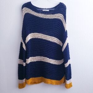 Zara Knit Long Sleeve Chunky Stripe Sweater